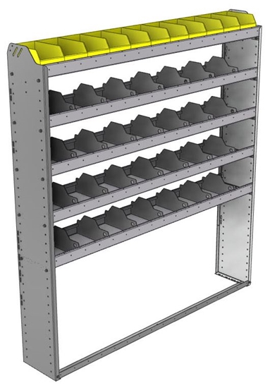24-6172-5 Square back bin separator combo shelf unit 67"Wide x 11.5"Deep x 72"High with 5 shelves