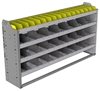 24-6336-4 Square back bin separator combo shelf unit 67"Wide x 13.5"Deep x 36"High with 4 shelves