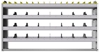 24-6336-4 Square back bin separator combo shelf unit 67"Wide x 13.5"Deep x 36"High with 4 shelves