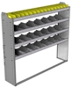 24-6358-4 Square back bin separator combo shelf unit 67"Wide x 13.5"Deep x 58"High with 4 shelves