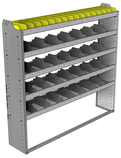 24-6363-5 Square back bin separator combo shelf unit 67"Wide x 13.5"Deep x 63"High with 5 shelves