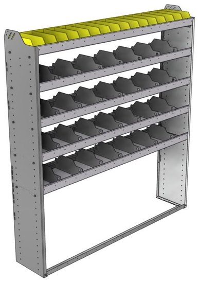 24-6372-5 Square back bin separator combo shelf unit 67"Wide x 13.5"Deep x 72"High with 5 shelves