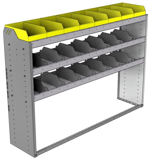 24-6548-3 Square back bin separator combo shelf unit 67"Wide x 15.5"Deep x 48"High with 3 shelves