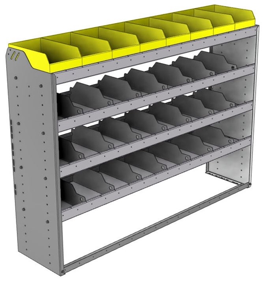 24-6548-4 Square back bin separator combo shelf unit 67"Wide x 15.5"Deep x 48"High with 4 shelves