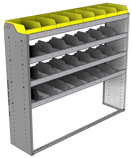 24-6558-4 Square back bin separator combo shelf unit 67"Wide x 15.5"Deep x 58"High with 4 shelves