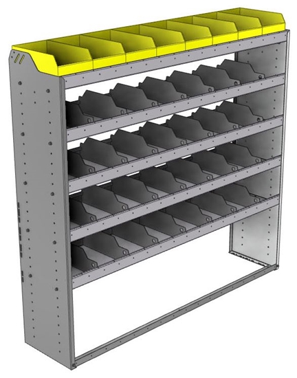 24-6563-5 Square back bin separator combo shelf unit 67"Wide x 15.5"Deep x 63"High with 5 shelves