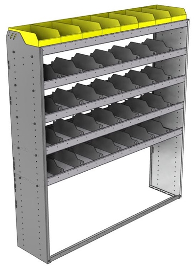 24-6572-5 Square back bin separator combo shelf unit 67"Wide x 15.5"Deep x 72"High with 5 shelves