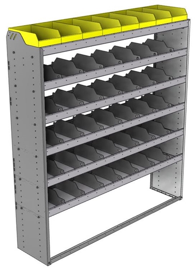 24-6572-6 Square back bin separator combo shelf unit 67"Wide x 15.5"Deep x 72"High with 6 shelves