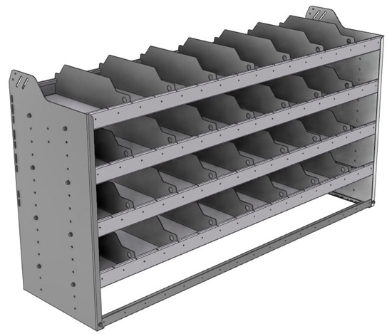 24-6836-4 Square back bin separator combo shelf unit 67"Wide x 18.5"Deep x 36"High with 4 shelves