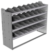 24-6848-4 Square back bin separator combo shelf unit 67"Wide x 18.5"Deep x 48"High with 4 shelves