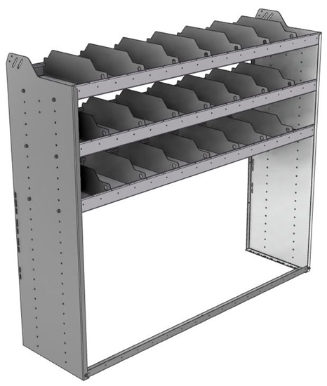 24-6858-3 Square back bin separator combo shelf unit 67"Wide x 18.5"Deep x 58"High with 3 shelves