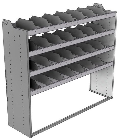 24-6858-4 Square back bin separator combo shelf unit 67"Wide x 18.5"Deep x 58"High with 4 shelves