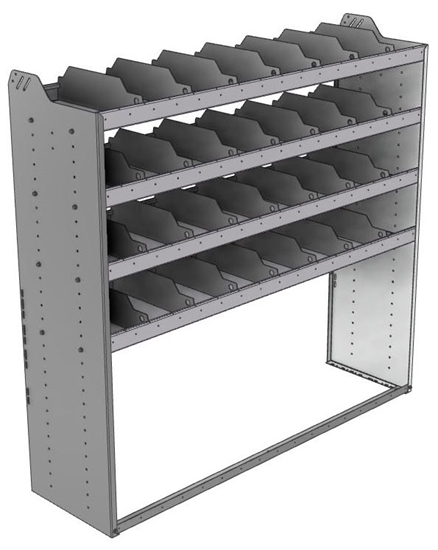 24-6863-4 Square back bin separator combo shelf unit 67"Wide x 18.5"Deep x 63"High with 4 shelves