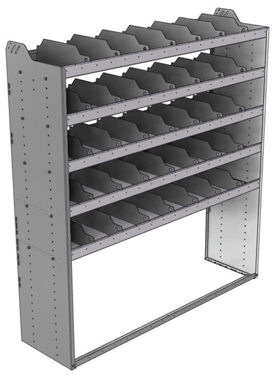 24-6872-5 Square back bin separator combo shelf unit 67"Wide x 18.5"Deep x 72"High with 5 shelves