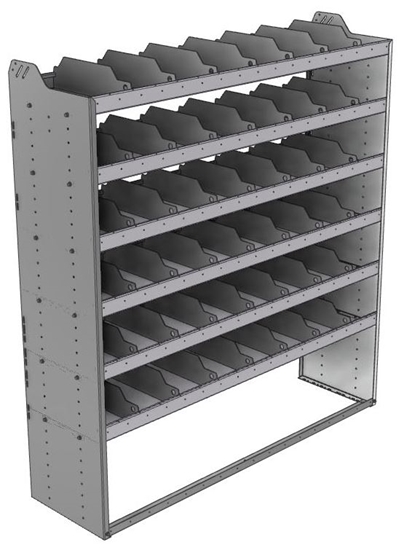24-6872-6 Square back bin separator combo shelf unit 67"Wide x 18.5"Deep x 72"High with 6 shelves