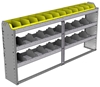 24-7136-3 Square back bin separator combo shelf unit 75"Wide x 11.5"Deep x 36"High with 3 shelves