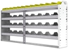 24-7136-4 Square back bin separator combo shelf unit 75"Wide x 11.5"Deep x 36"High with 4 shelves