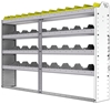 24-7148-4 Square back bin separator combo shelf unit 75"Wide x 11.5"Deep x 48"High with 4 shelves