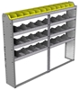 24-7158-4 Square back bin separator combo shelf unit 75"Wide x 11.5"Deep x 58"High with 4 shelves