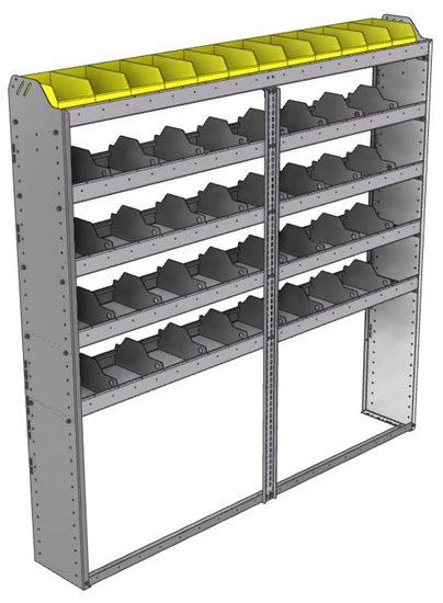 24-7172-5 Square back bin separator combo shelf unit 75"Wide x 11.5"Deep x 72"High with 5 shelves