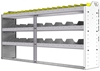 24-7336-3 Square back bin separator combo shelf unit 75"Wide x 13.5"Deep x 36"High with 3 shelves