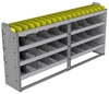 24-7336-4 Square back bin separator combo shelf unit 75"Wide x 13.5"Deep x 36"High with 4 shelves