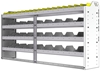 24-7336-4 Square back bin separator combo shelf unit 75"Wide x 13.5"Deep x 36"High with 4 shelves