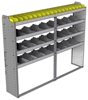 24-7358-4 Square back bin separator combo shelf unit 75"Wide x 13.5"Deep x 58"High with 4 shelves