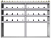 24-7358-4 Square back bin separator combo shelf unit 75"Wide x 13.5"Deep x 58"High with 4 shelves