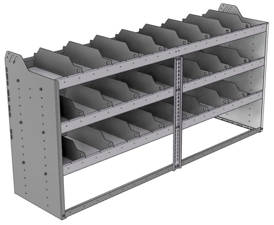 24-7836-3 Square back bin separator combo shelf unit 75"Wide x 18.5"Deep x 36"High with 3 shelves