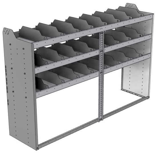 24-7848-3 Square back bin separator combo shelf unit 75"Wide x 18.5"Deep x 48"High with 3 shelves