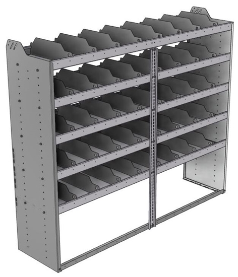 24-7863-5 Square back bin separator combo shelf unit 75"Wide x 18.5"Deep x 63"High with 5 shelves