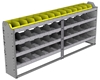 24-8136-4 Square back bin separator combo shelf unit 84"Wide x 11.5"Deep x 36"High with 4 shelves