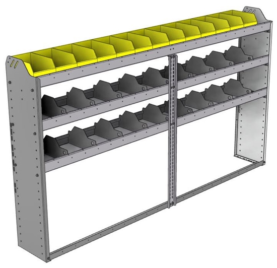 24-8148-3 Square back bin separator combo shelf unit 84"Wide x 11.5"Deep x 48"High with 3 shelves