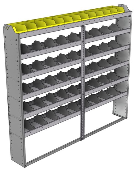 24-8172-6 Square back bin separator combo shelf unit 84"Wide x 11.5"Deep x 72"High with 6 shelves