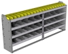 24-8336-4 Square back bin separator combo shelf unit 84"Wide x 13.5"Deep x 36"High with 4 shelves