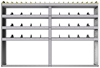 24-8358-4 Square back bin separator combo shelf unit 84"Wide x 13.5"Deep x 58"High with 4 shelves