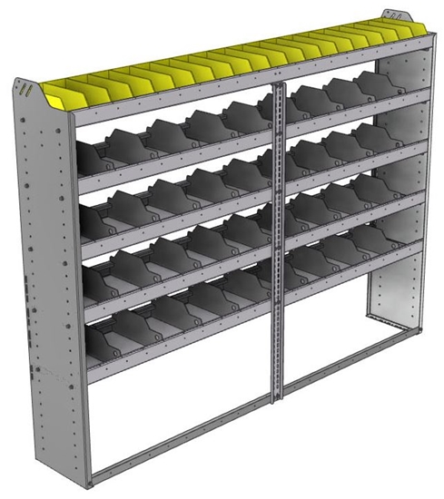 24-8363-5 Square back bin separator combo shelf unit 84"Wide x 13.5"Deep x 63"High with 5 shelves