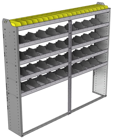 24-8372-5 Square back bin separator combo shelf unit 84"Wide x 13.5"Deep x 72"High with 5 shelves