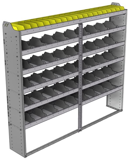 24-8372-6 Square back bin separator combo shelf unit 84"Wide x 13.5"Deep x 72"High with 6 shelves