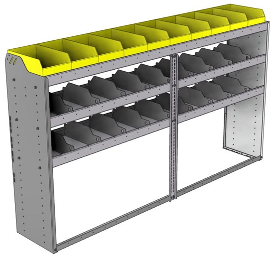 24-8548-3 Square back bin separator combo shelf unit 84"Wide x 15.5"Deep x 48"High with 3 shelves