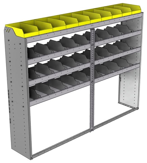 24-8563-4 Square back bin separator combo shelf unit 84"Wide x 15.5"Deep x 63"High with 4 shelves