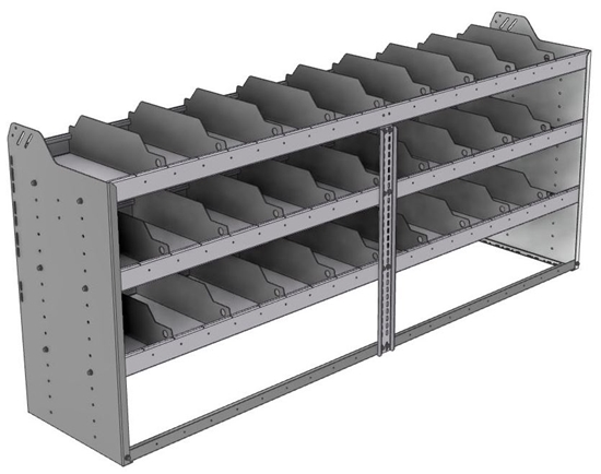 24-8836-3 Square back bin separator combo shelf unit 84"Wide x 18.5"Deep x 36"High with 3 shelves