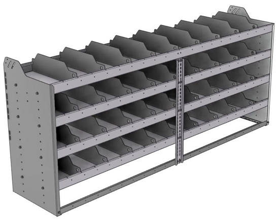 24-8836-4 Square back bin separator combo shelf unit 84"Wide x 18.5"Deep x 36"High with 4 shelves
