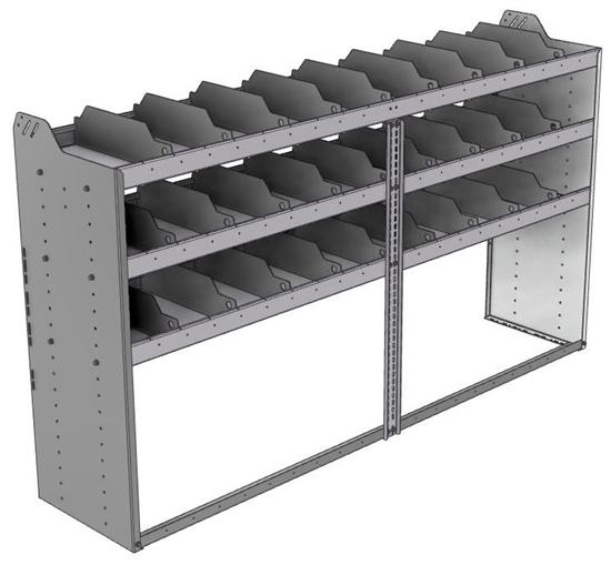 24-8848-3 Square back bin separator combo shelf unit 84"Wide x 18.5"Deep x 48"High with 3 shelves