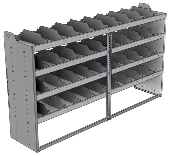 24-8848-4 Square back bin separator combo shelf unit 84"Wide x 18.5"Deep x 48"High with 4 shelves