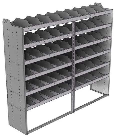 24-8872-6 Square back bin separator combo shelf unit 84"Wide x 18.5"Deep x 72"High with 6 shelves