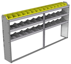 24-9148-3 Square back bin separator combo shelf unit 94"Wide x 11.5"Deep x 48"High with 3 shelves