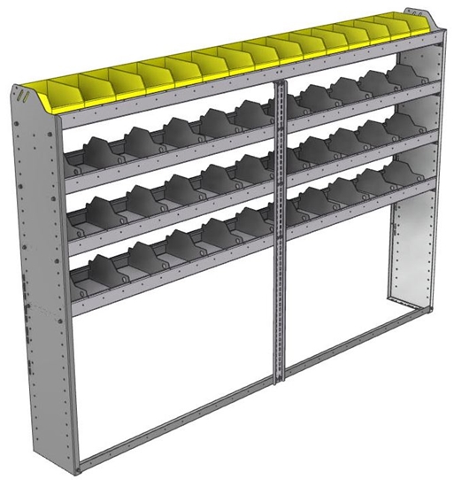 24-9163-4 Square back bin separator combo shelf unit 94"Wide x 11.5"Deep x 63"High with 4 shelves