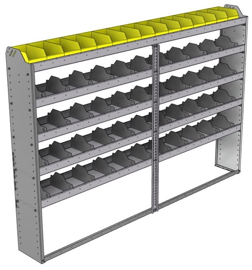 24-9163-5 Square back bin separator combo shelf unit 94"Wide x 11.5"Deep x 63"High with 5 shelves